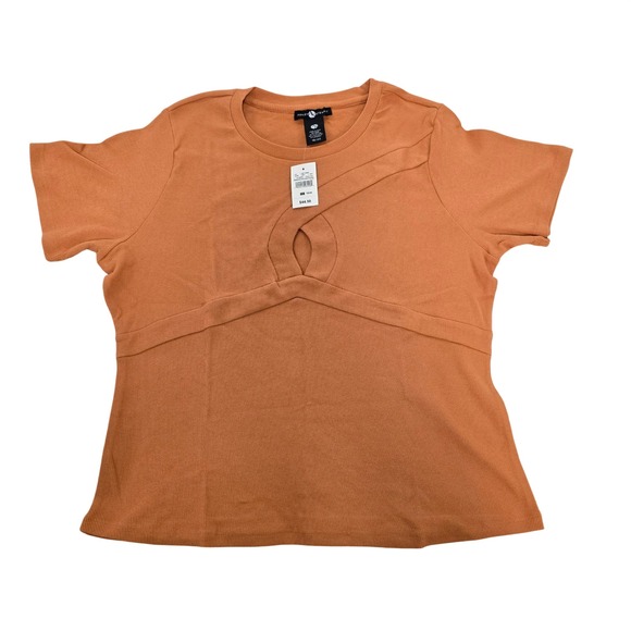Ashley Stewart Tops - Ashley Stewart Ribbed Cutout Top Womens 18/20 Orange Short Sleeve‎ NWT